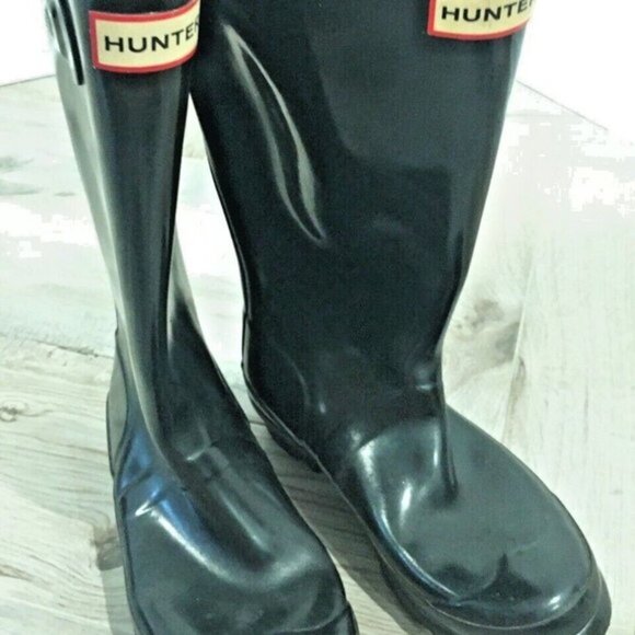 HUNTER Black Tall Rubber Kids Youth Classic Rain Snow Boots Boys 4 Girls 5 Just - Picture 3 of 9